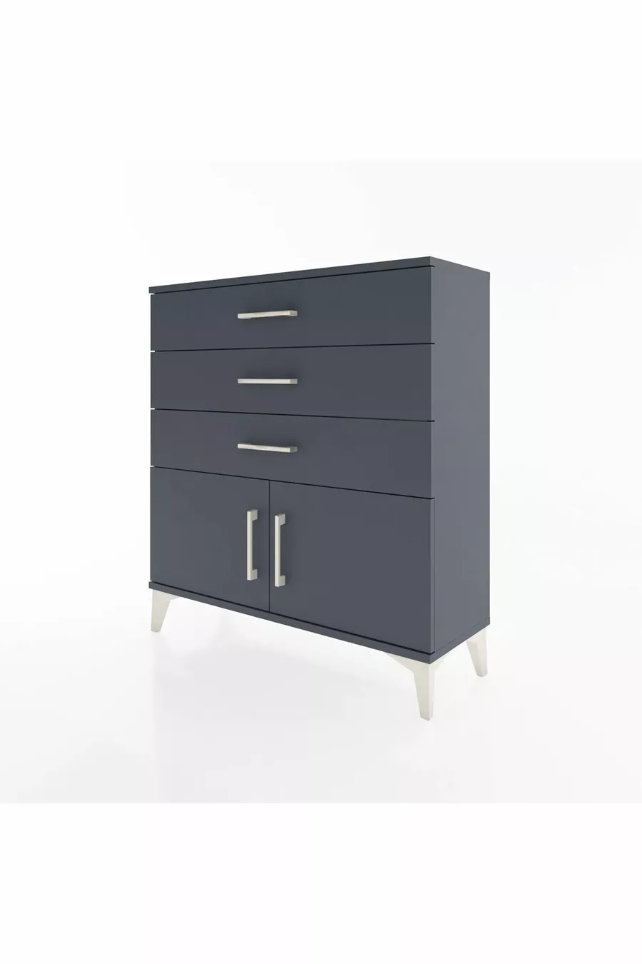 Commode Arges à une étagère, 3 tiroirs et 2 portes, Anthracite-Anthracite