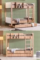Bunk Bed, Asia with Separate Baby Bunk, Walnut - White