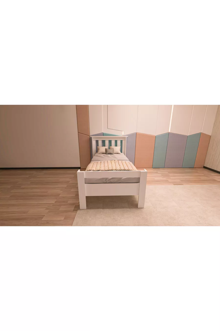 4-teiliges weißes MDF-Jugendzimmer-Set (Bett, Kleiderschrank, Bücherregal und Schreibtisch)