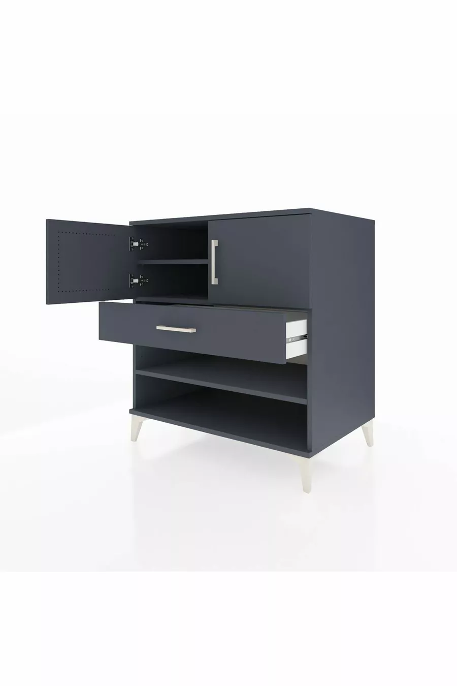 Kronos Comò 3 Ripiani 1 Cassetto 2 Ante Antracite-Antracite
