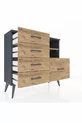 Commode Arges 2 étagères 5 tiroirs Anthracite-Pin