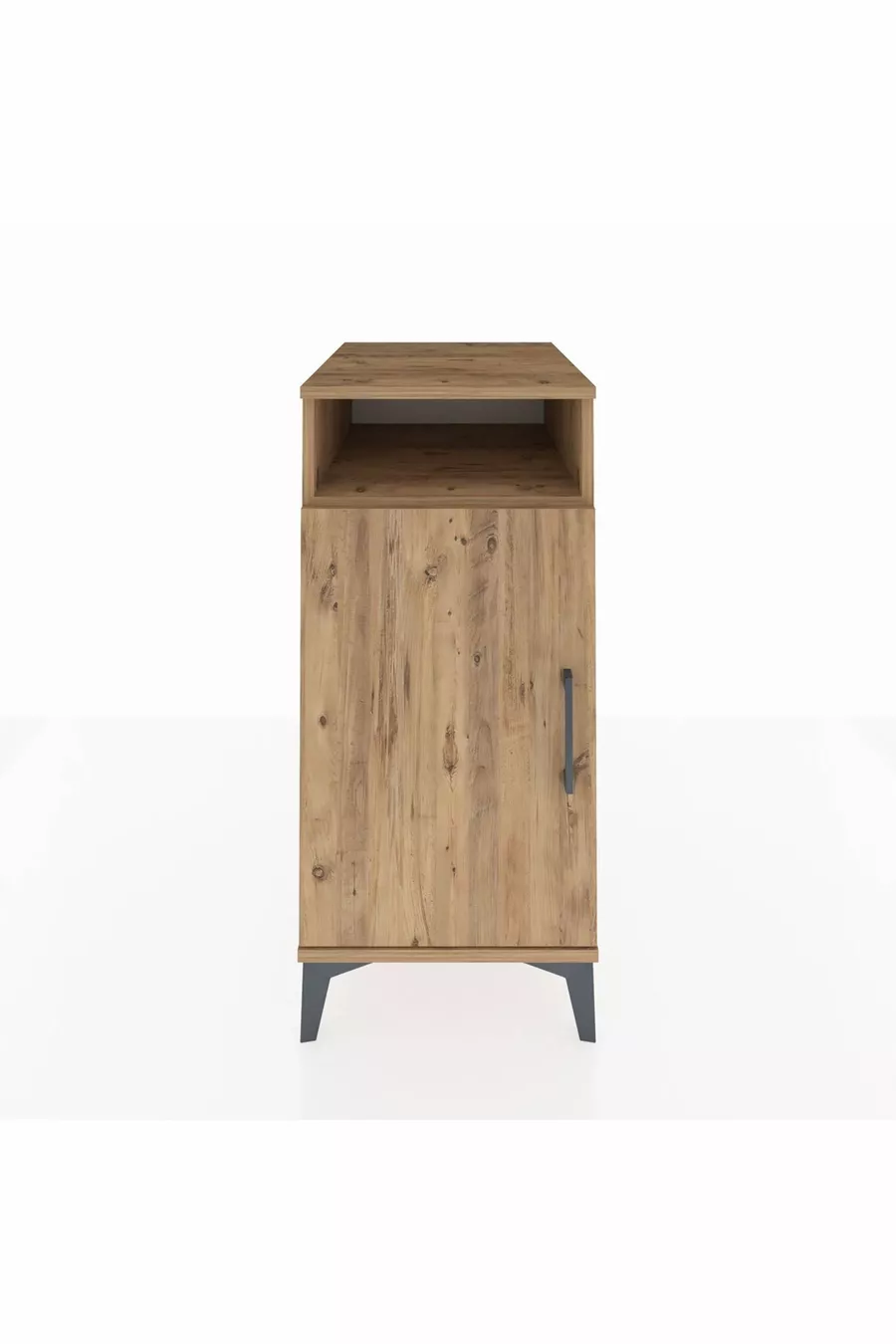 Table de chevet Kronos à 3 étagères avec 1 porte, pin-pin