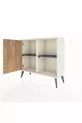Commode Arges à 2 étagères avec une porte, Aigue-marine/Pin/Anthracite