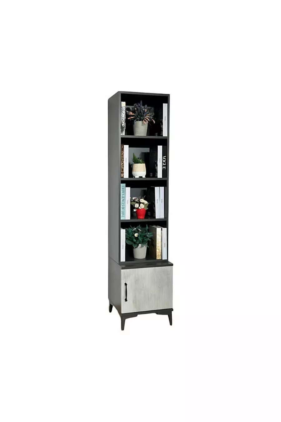 Ensemble Commode d'angle et Bibliothèque Poyraz | Qualité MDF de première classe | Portes revêtues REHAU | Pieds en bois