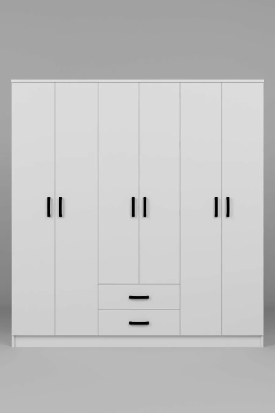 Armoire à vêtements Ekoser 6 portes 2 tiroirs blanc mat