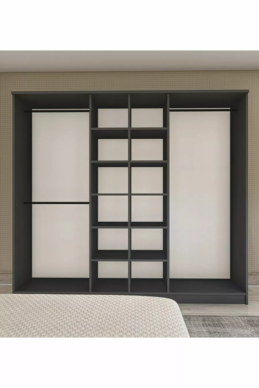 Gm  Armoire préférée 6 portes sans miroir Sonomo - Poignées noir gris anthracite