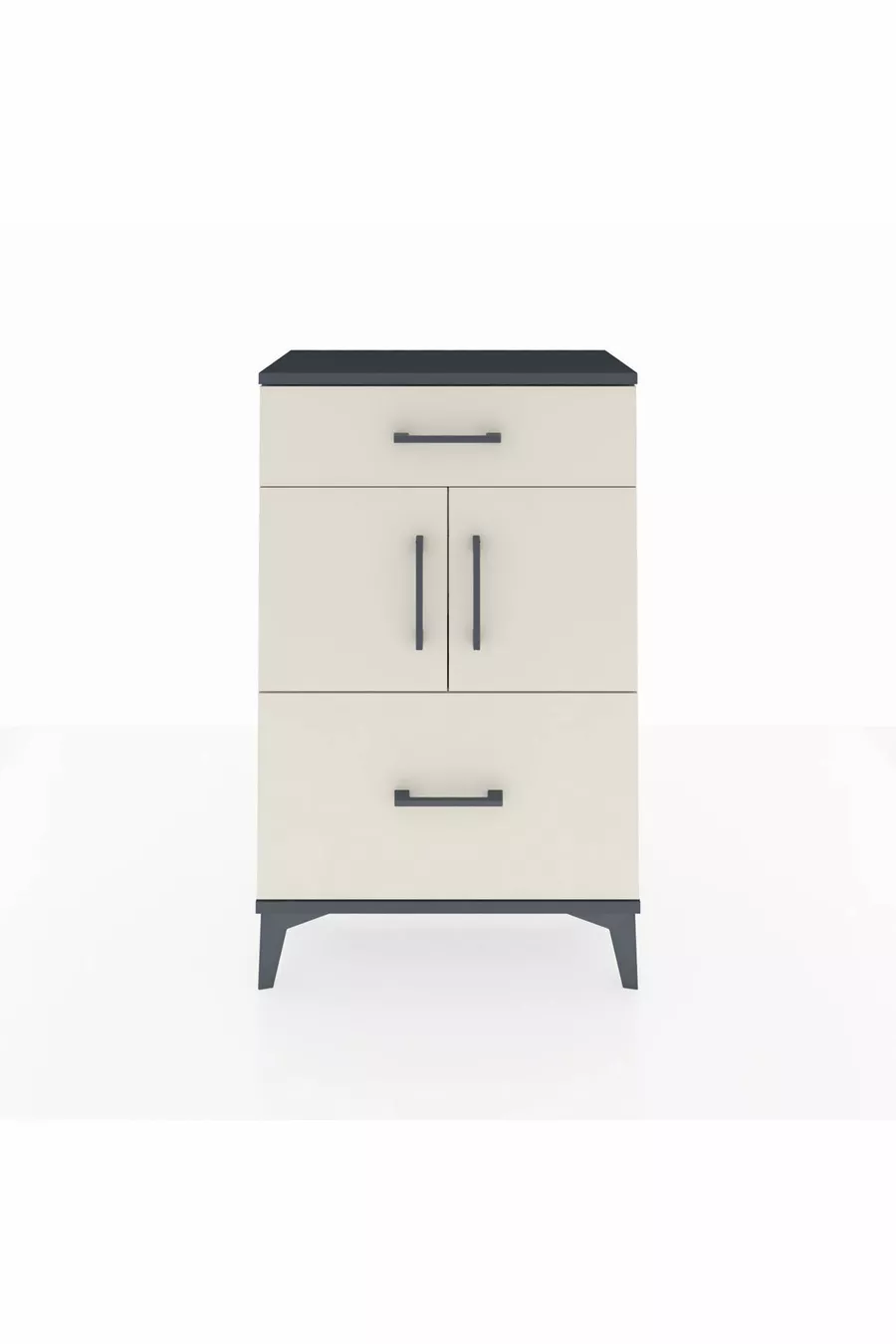 Arges Commode Single Shelf 2 Drawers 2 Doors Anthracite-Pebble