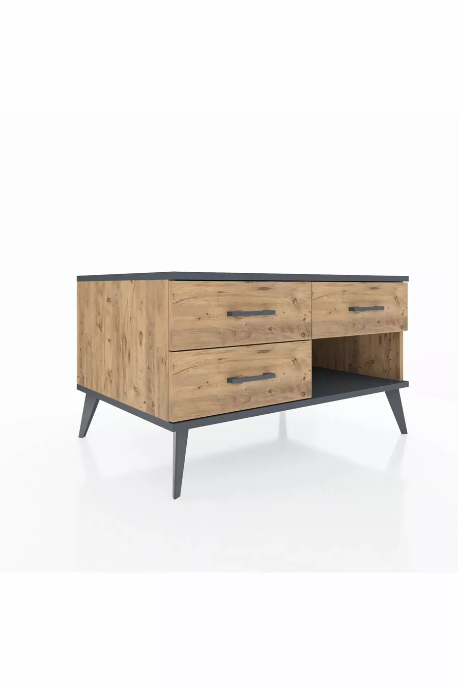 Commode Kronos 3 tiroirs Pin-Anthracite/Pin