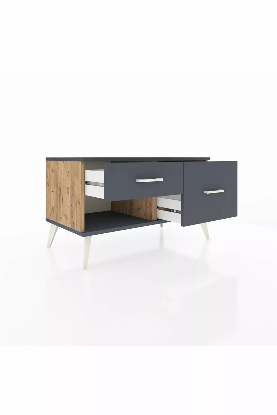 Commode Hyperion 2 tiroirs Pin-Anthracite