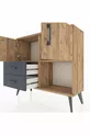 Commode Arges 2 étagères 2 tiroirs 2 portes Pin-Pin/Anthracite