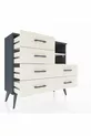 Commode Arges 2 étagères 6 tiroirs Anthracite-Pierre de lune