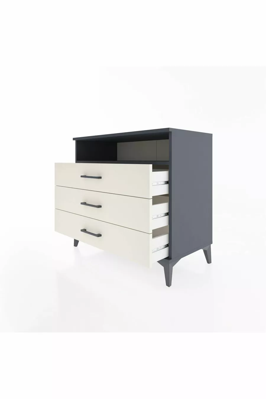 Commode Hyperion à une étagère et trois tiroirs Anthracite-Quartz