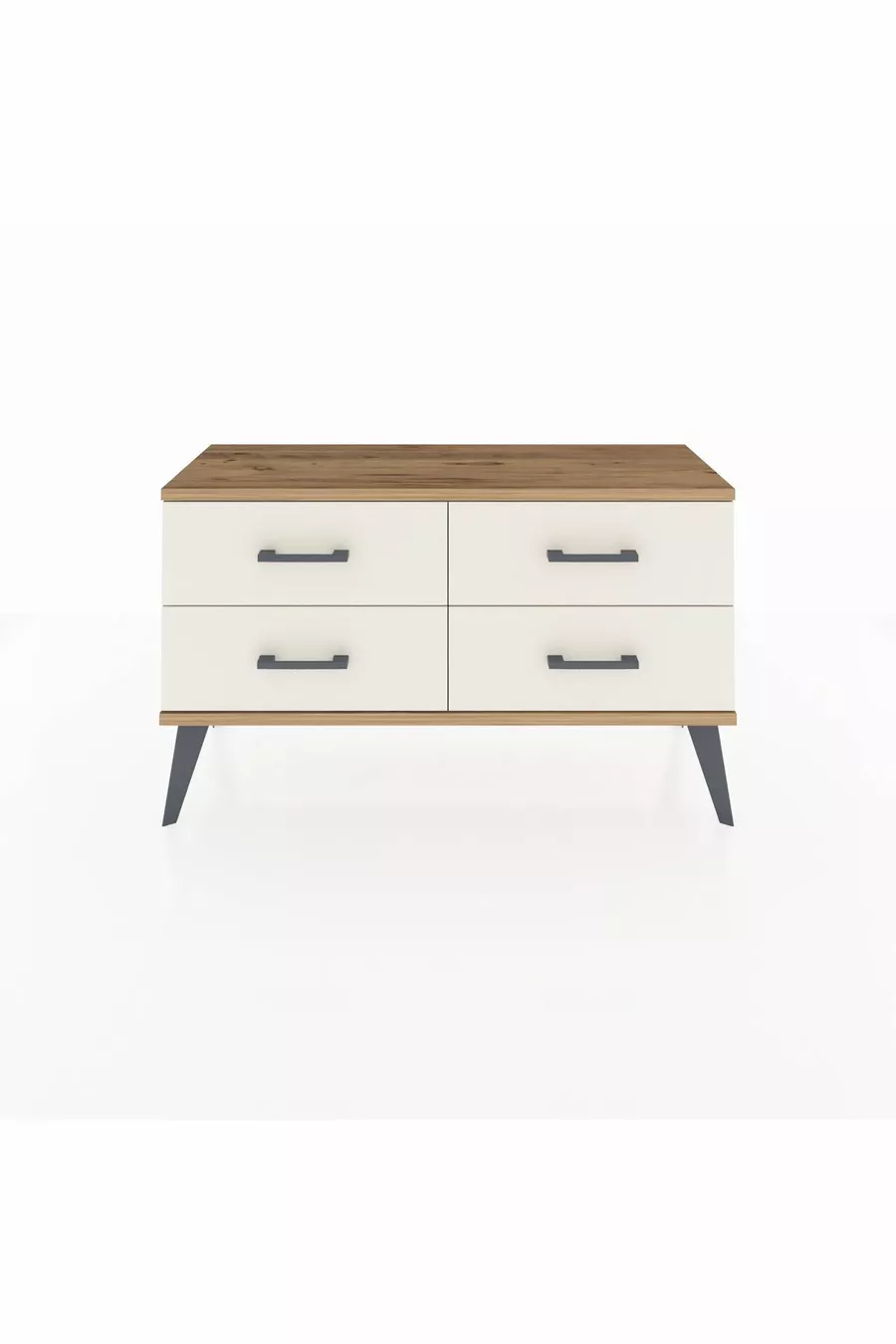 Commode Arges 4 étagères Pin-Pin/Pierre d'ardoise