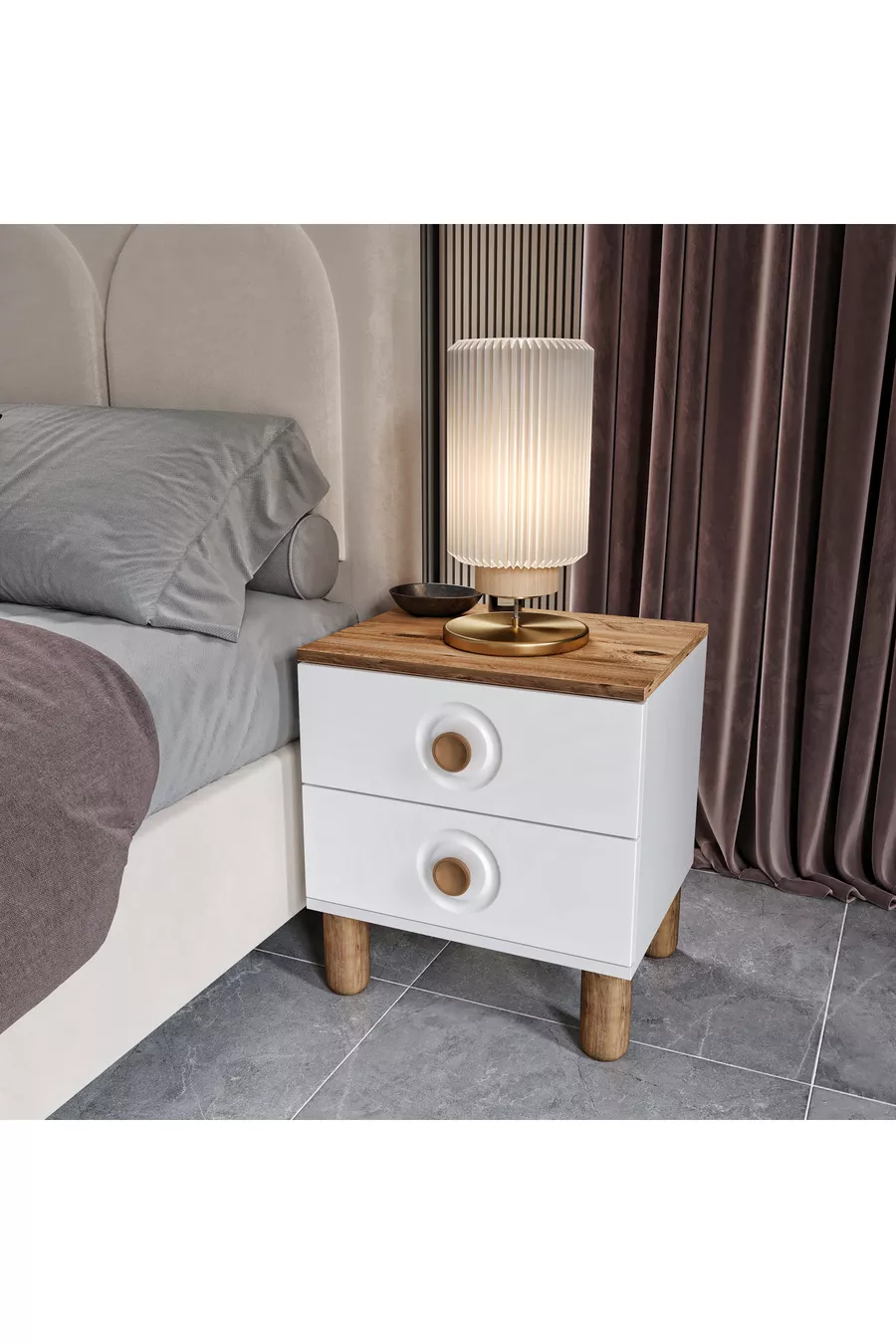 Installation gratuite - Chambre à coucher complète en MDF Flora à 6 portes - Sommier inclus