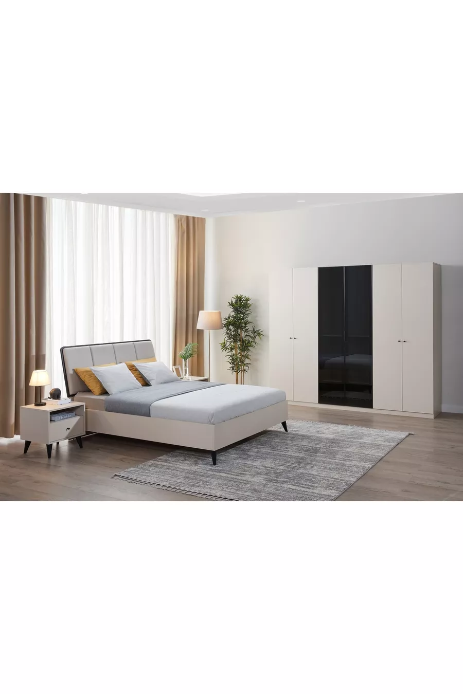 Solina Schlafzimmer-Set, Beige, 6-türig