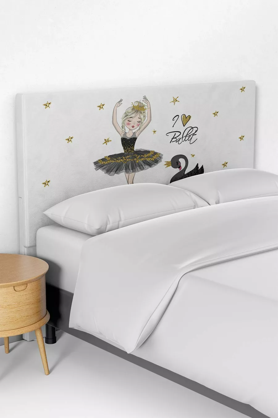 Ballerina Girl's Bedroom Bed Base Headboard Cover