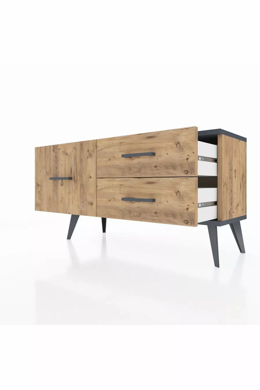 Arges Kommode mit 3 Schubladen Kiefer-Anthrazit/Kiefer