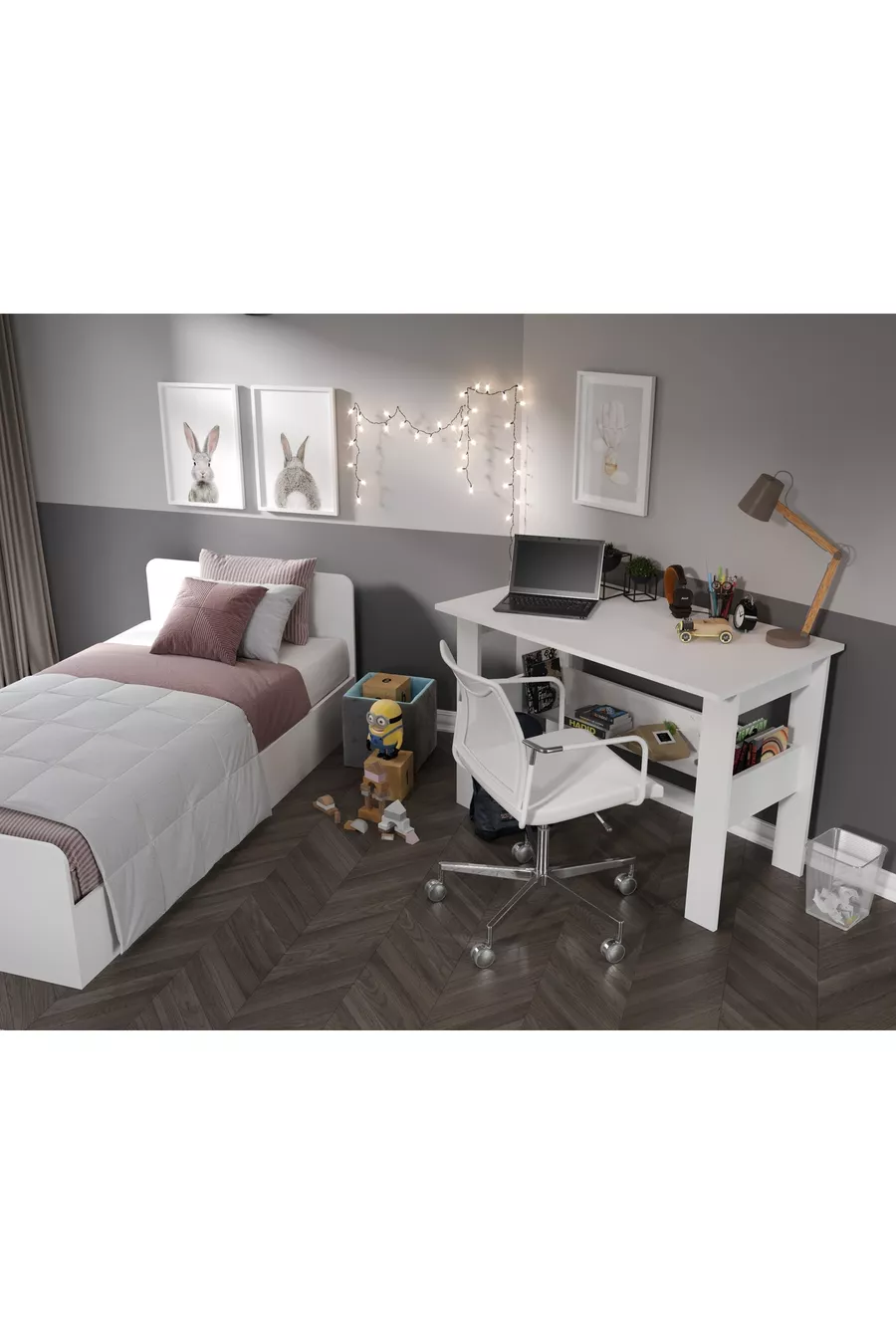 Ensemble de chambre pour jeune 3 pièces en MDF pour une personne
