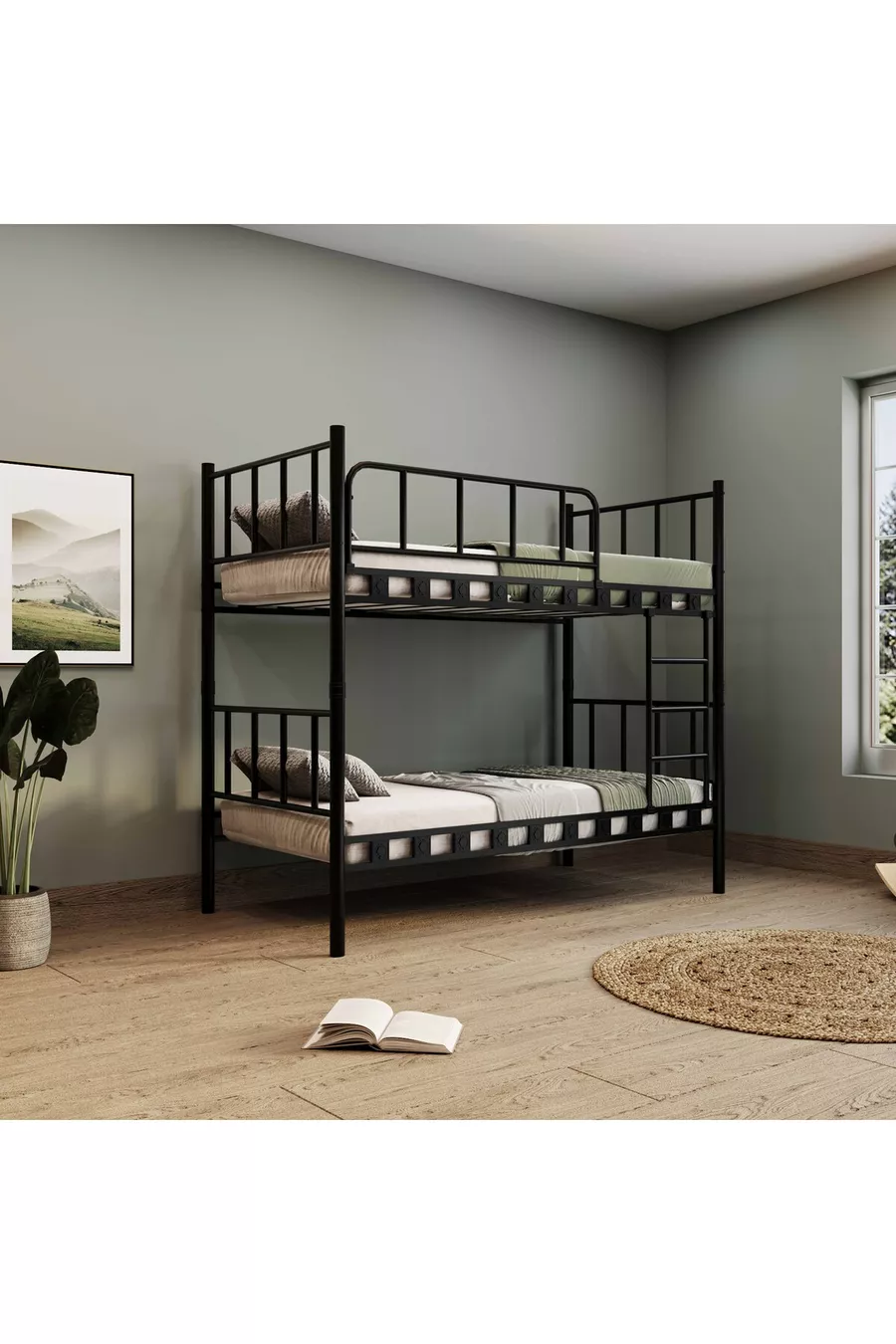Chambre d'enfant Zambak avec lit superposé et lit métallique
