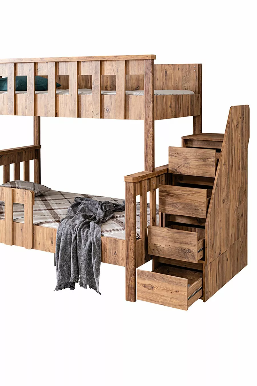 Bunk Bed, Deluxe Detachable Bunk Bed Elite 3-Door Wardrobe
