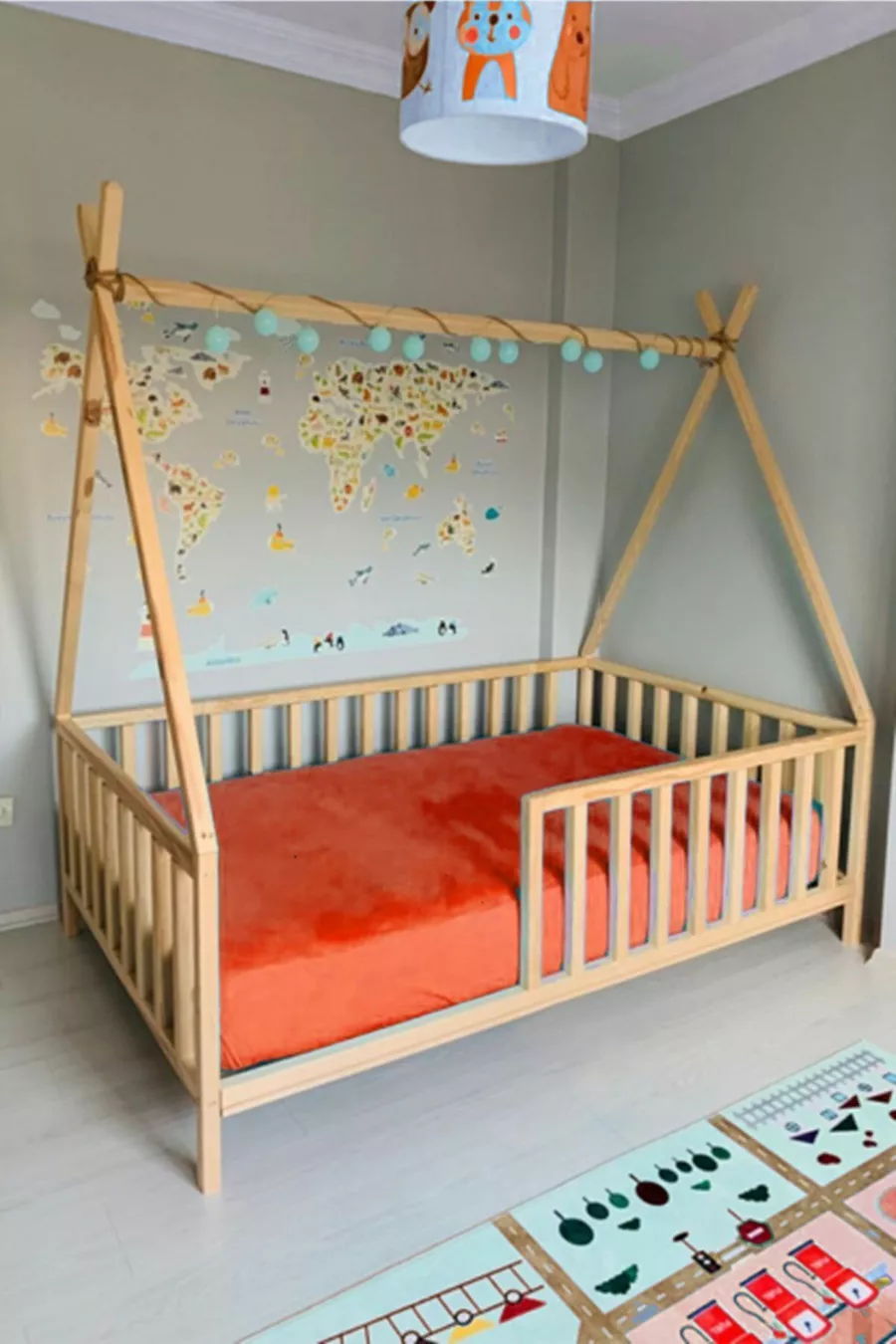 Lettino per bambini Montessori naturale stile Nativo Americano