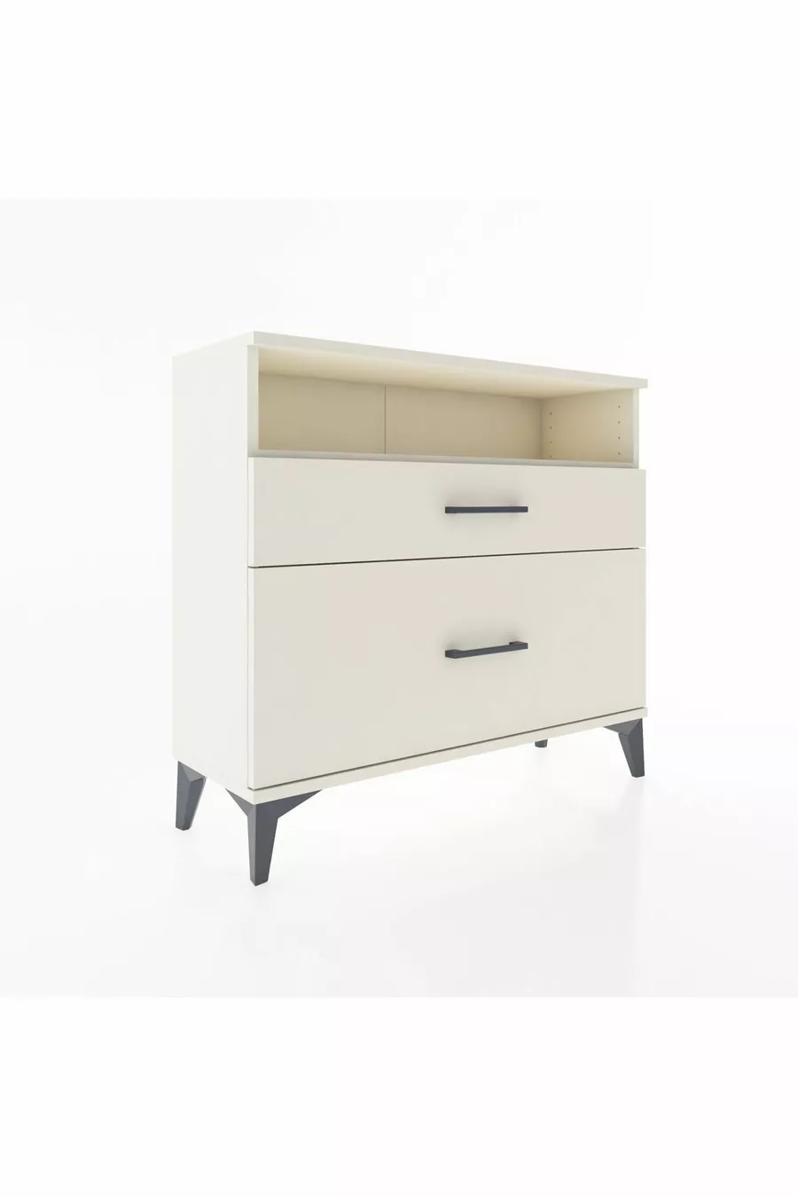 Commode Arges à une étagère et 2 tiroirs Pierre de lune-Pierre de lune