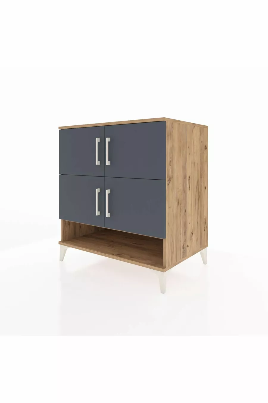 Commode Kronos 4 étagères 4 portes Pin-Anthracite