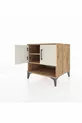 Table de chevet Kronos à 2 étagères et 2 portes, pin-pierre d'orme