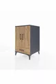 Table de chevet Kronos avec 3 étagères, 1 tiroir et 2 portes, Anthracite-Sapin