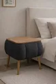 Comodino Lina Sandıklı, Comodino Moderno con Gambe in Legno Rivestito in Tessuto Teddy