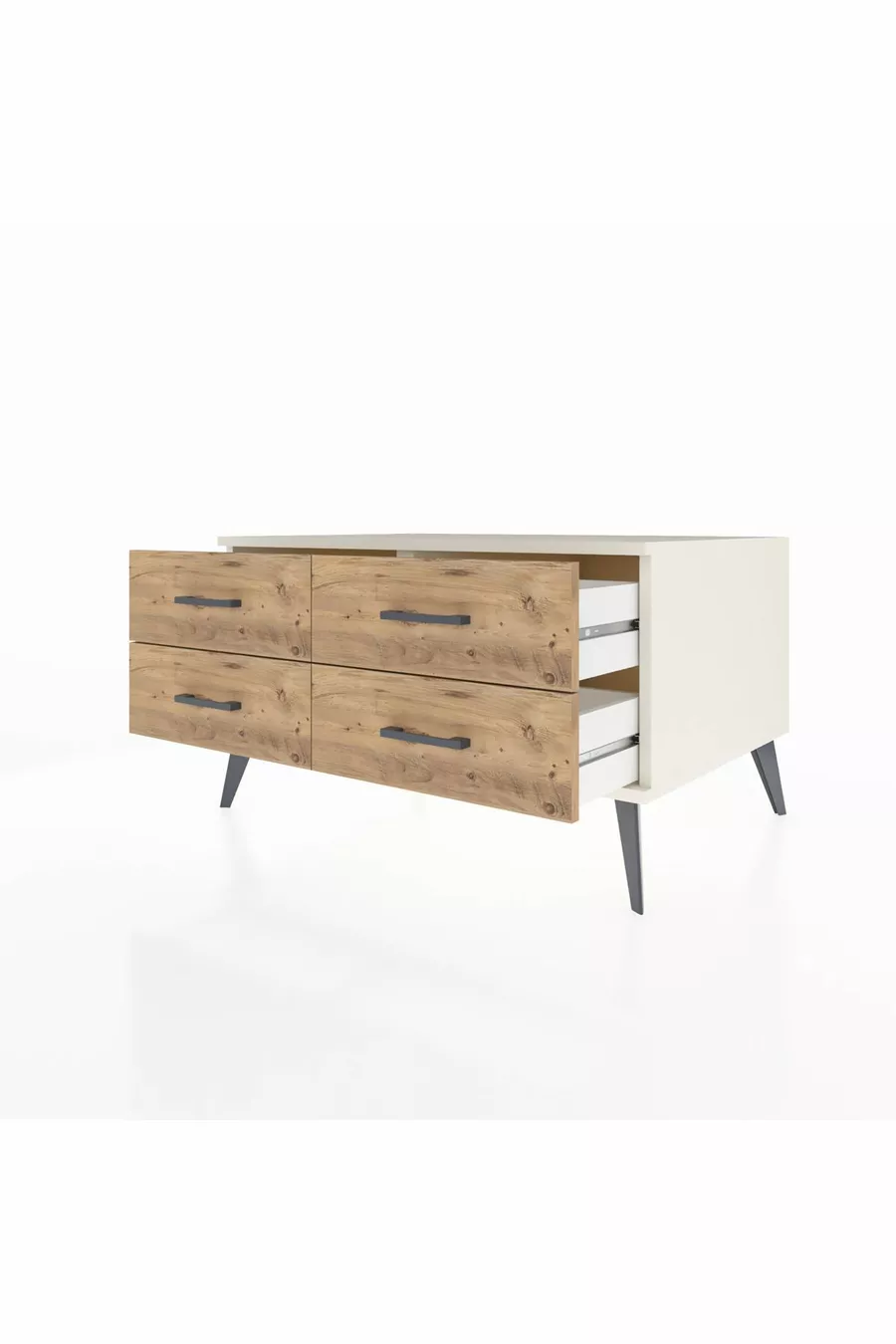 Kronos Dresser 4-Shelf Moonstone-Moonstone/Pine