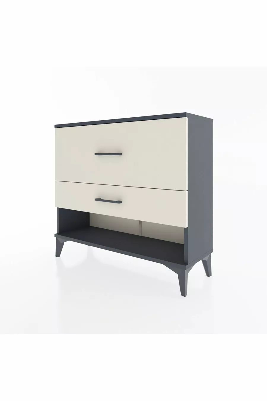 Commode Arges à 2 tiroirs Anthracite-Pierre de lune