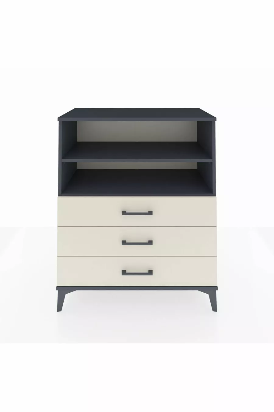 Commode Hyperion 2 étagères 3 tiroirs Anthracite-Pierre de Lune