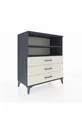 Commode Hyperion 2 étagères 3 tiroirs Anthracite-Pierre de Lune