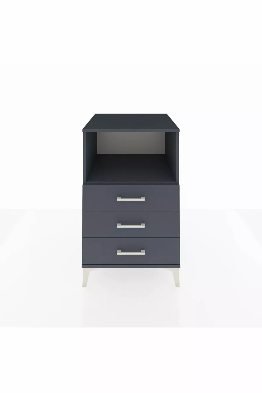 Comodino Kronos con Singolo Ripiano e 3 Cassetti Antracite-Antracite