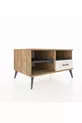 Commode Kronos à 2 étagères et 1 tiroir, en pin-anthracite/gris pierre