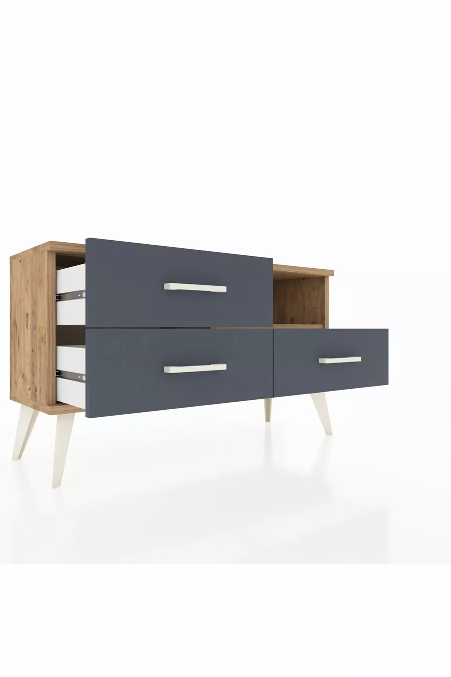 Arges Dresser Single Shelf 3 Drawers Pine-Pine/Anthracite