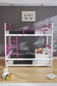 Koza Etagenbett mit Bettfunktion für 3 Personen, Dunkelrosa Metallbett
