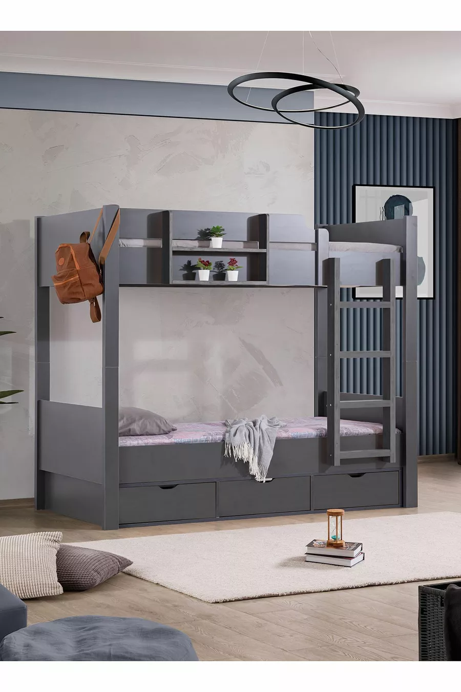 Ranza, Letto a castello con cassetti separabili in stile asiatico 2 Materassi Comfort