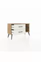 Commode Arges à une étagère et deux tiroirs en pin anthracite/granit