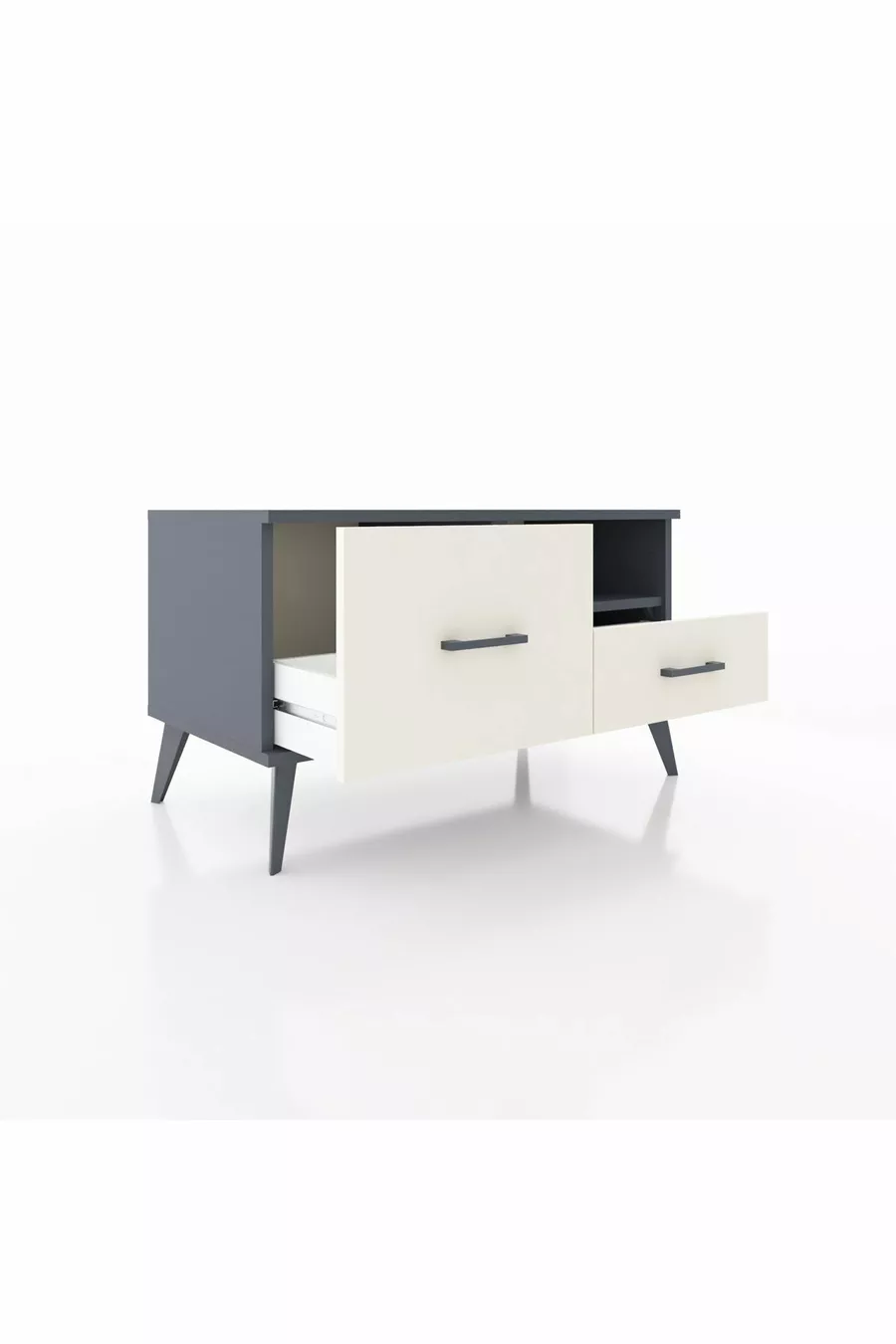 Commode Hyperion à une étagère et 2 tiroirs Anthracite-Anthracite/Pierre de lune
