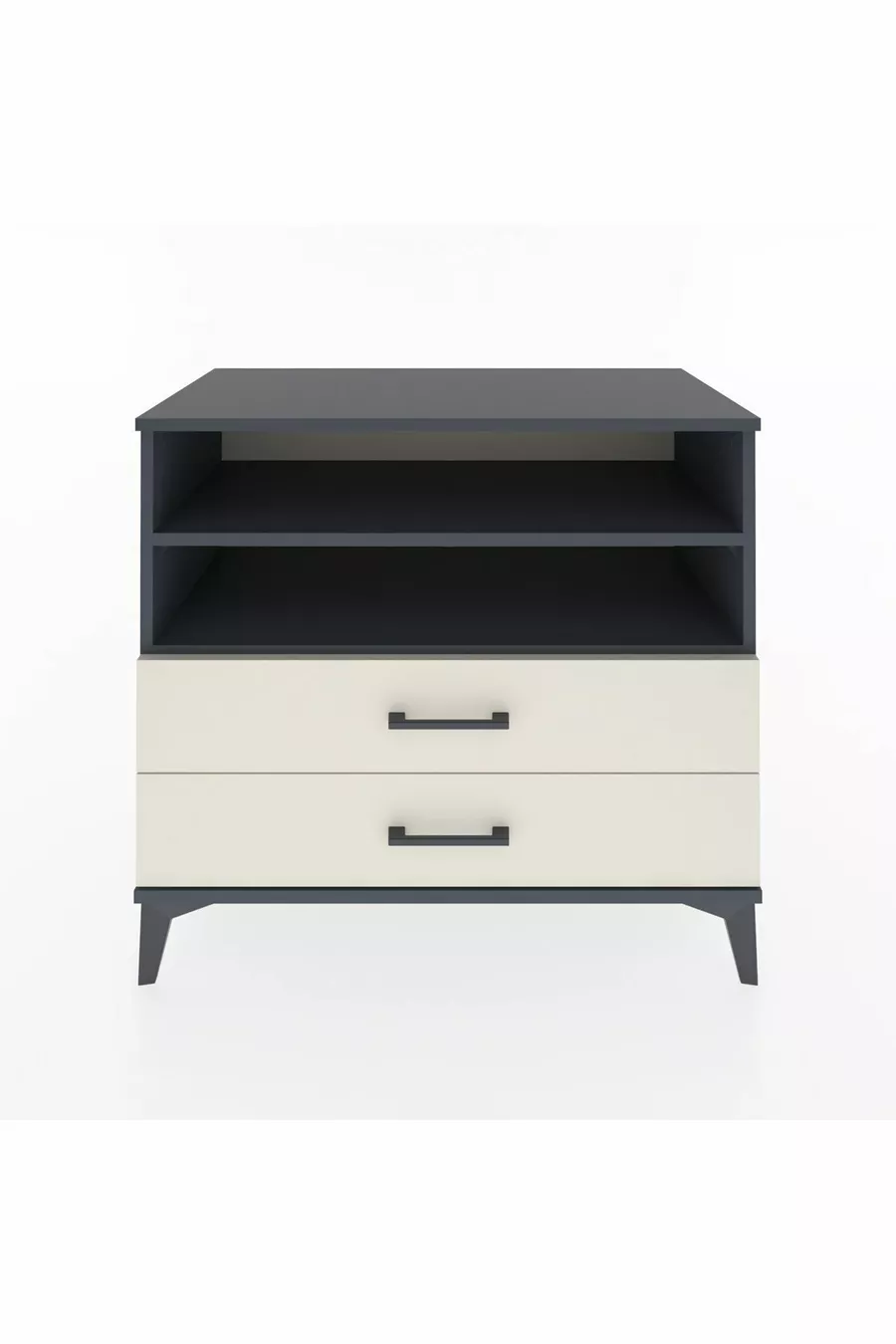 Commode Hyperion 2 étagères 2 tiroirs Anthracite-Pierre de Lune