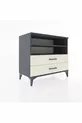 Commode Hyperion 2 étagères 2 tiroirs Anthracite-Pierre de Lune