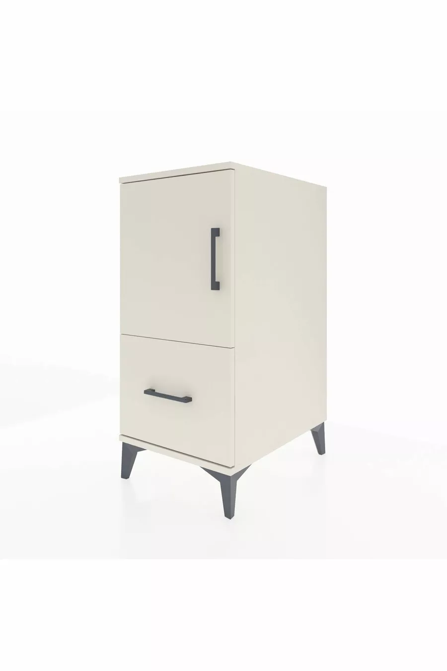 Kronos Table de chevet avec 2 étagères, 1 tiroir et 1 porte, Pierre de Lune-Pierres de Lune