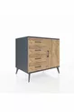 Kronos Commode avec une étagère, 4 tiroirs et une porte, Anthracite-Pin