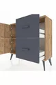 Commode Arges avec une étagère, 2 tiroirs et 2 portes, Pin-Pin/Anthracite