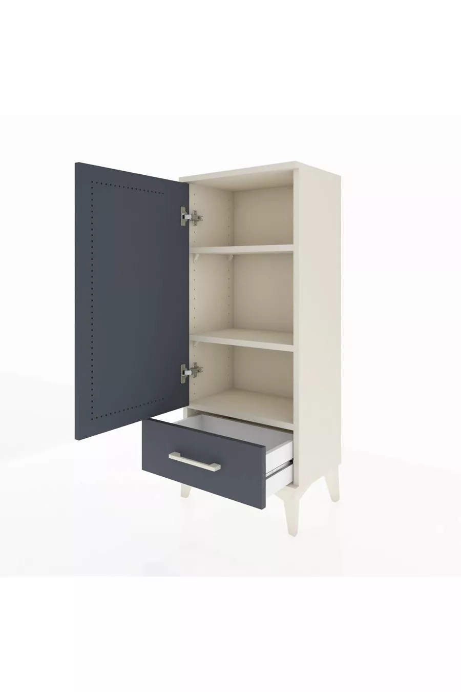 Arges Commode with 3 Shelves, Single Drawer and Single Door, Moonstone-Anthracite