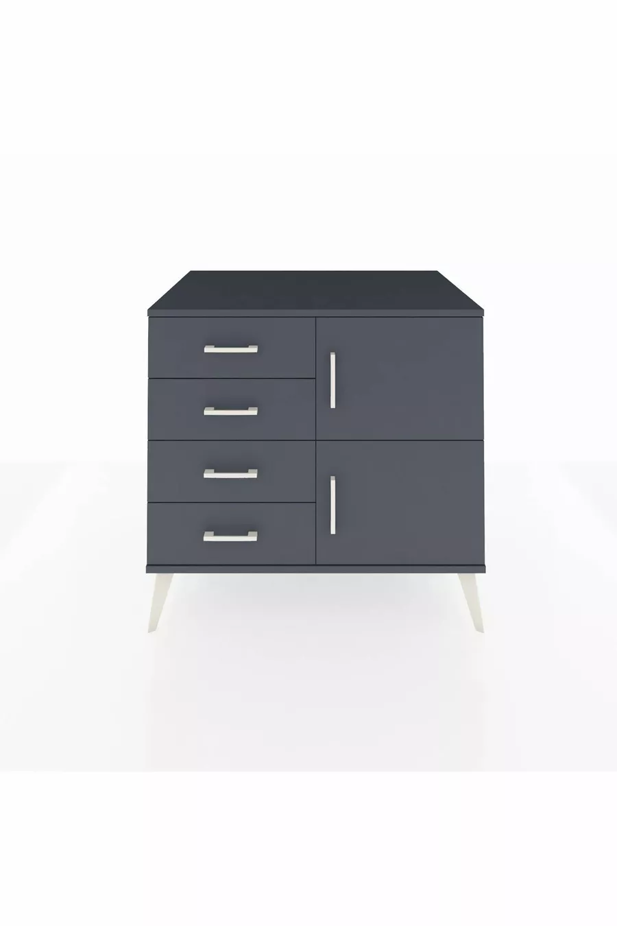 Commode Kronos avec une étagère, 4 tiroirs et 2 portes, Anthracite-Anthracite
