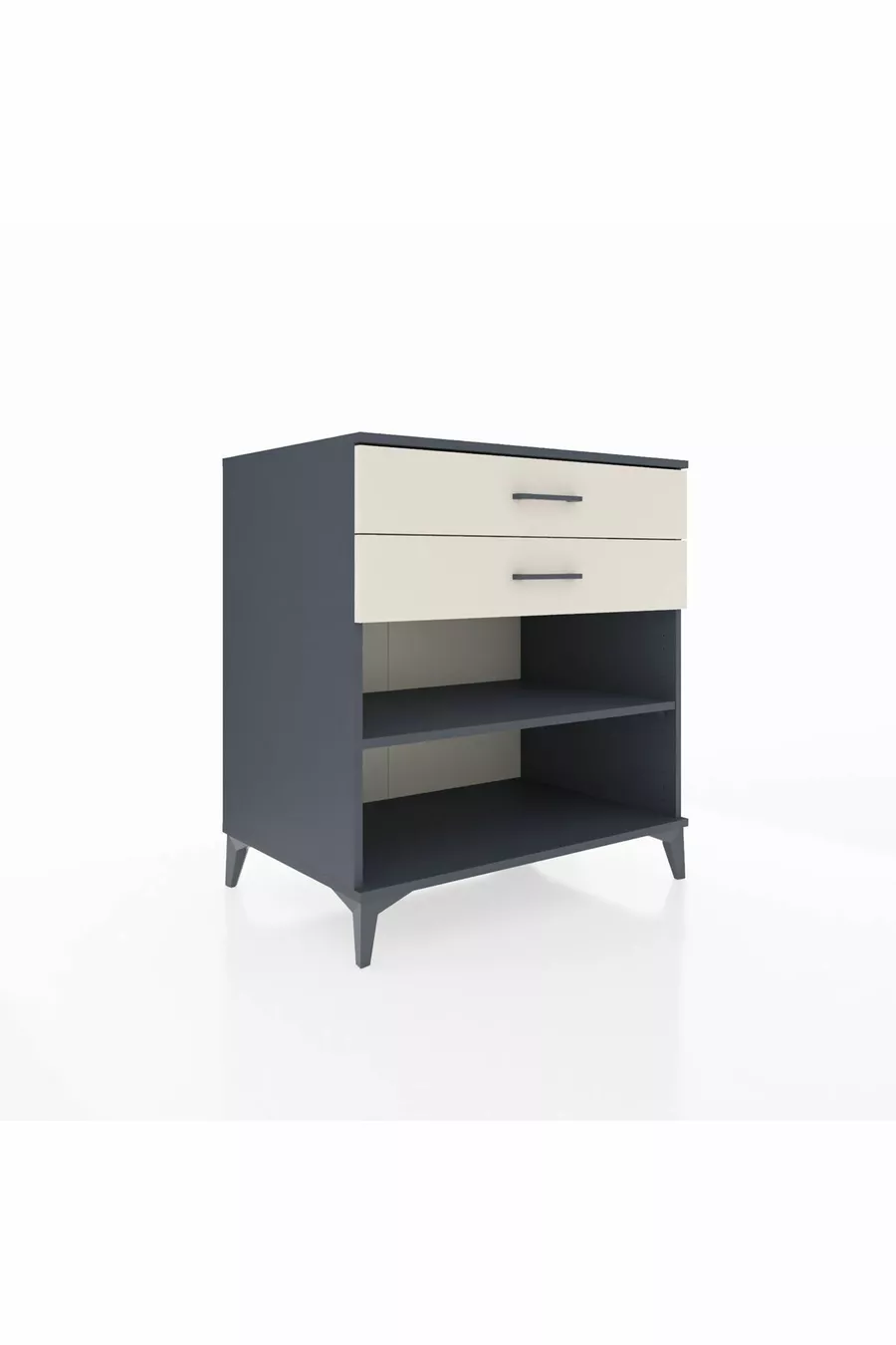 Commode Kronos à une étagère et 2 tiroirs Anthracite-Pierre de Lune