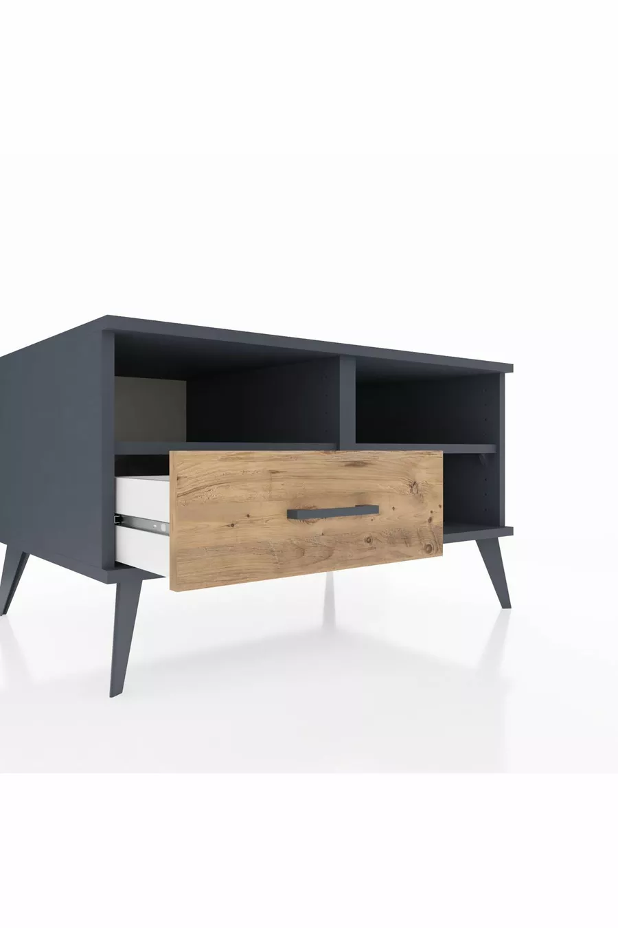Commode Kronos 2 étagères 1 tiroir Anthracite-Anthracite/Sapin